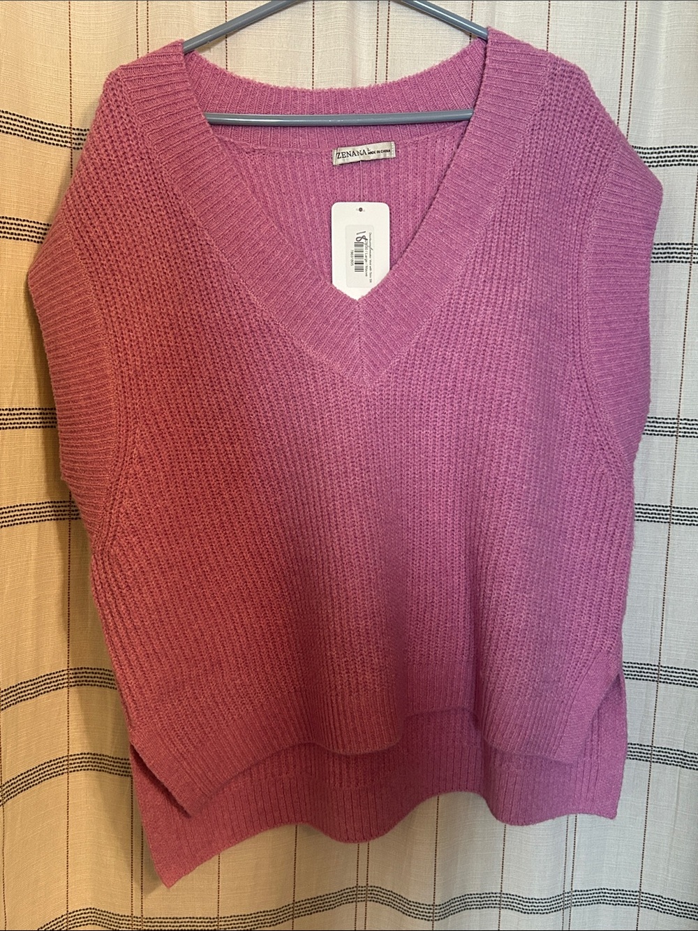 Zena Raspberry Pink V-Neck Knit Vest
